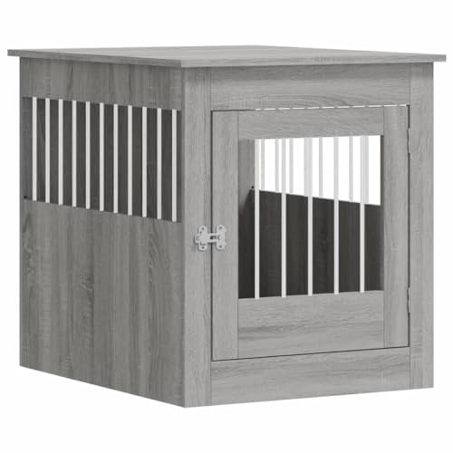 vidaXL Hundekäfig im Möbelstil, Abschließbar Hundebox mit Tür, Hundehütte Beistelltisch mit 2-in-1-Funktion, Hundehaus Haustierkäfig, Grau Sonoma 64,5x80x71cm Holzwerkstoff von vidaXL