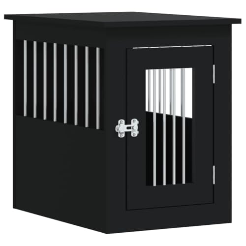 vidaXL Hundekäfig im Möbelstil, Abschließbar Hundebox mit Tür, Hundehütte Beistelltisch mit 2-in-1-Funktion, Hundehaus Haustierkäfig, Schwarz 45x62x59 cm Holzwerkstoff von vidaXL