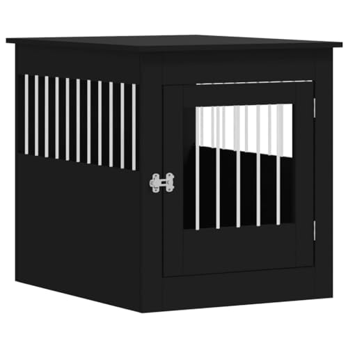 vidaXL Hundekäfig im Möbelstil, Abschließbar Hundebox mit Tür, Hundehütte Beistelltisch mit 2-in-1-Funktion, Hundehaus Haustierkäfig, Schwarz 64,5x80x71cm Holzwerkstoff von vidaXL