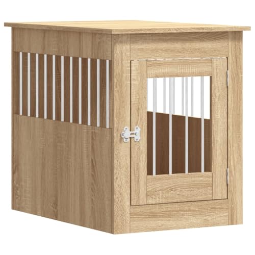 vidaXL Hundekäfig im Möbelstil, Abschließbar Hundebox mit Tür, Hundehütte Beistelltisch mit 2-in-1-Funktion, Hundehaus Haustierkäfig, Sonoma-Eiche 55x80x68 cm Holzwerkstoff von vidaXL