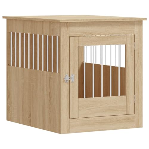 vidaXL Hundekäfig im Möbelstil, Abschließbar Hundebox mit Tür, Hundehütte Beistelltisch mit 2-in-1-Funktion, Hundehaus Haustierkäfig, Sonoma-Eiche 64,5x80x71cm Holzwerkstoff von vidaXL