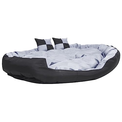 vidaXL Hundekissen Wendbar Waschbar Grau Schwarz 150x120x25cm Hundebett Hund von vidaXL