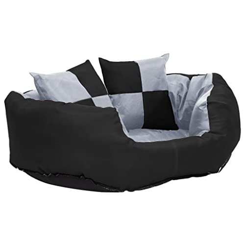 vidaXL Hundekissen Wendbar Waschbar Grau Schwarz 65x50x20cm Hundebett Hund von vidaXL