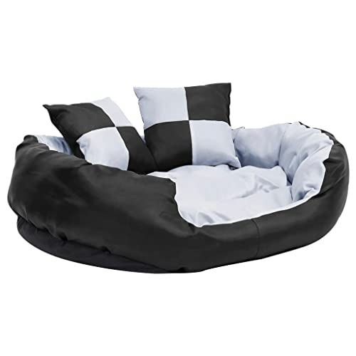 vidaXL Hundekissen Wendbar Waschbar Grau Schwarz 85x70x20cm Hundebett Hund von vidaXL