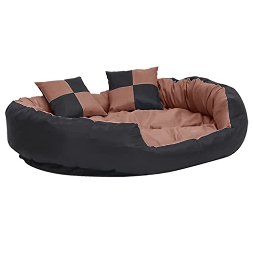 vidaXL Hundekissen Wendbar Waschbar Schwarz Braun 110x80x23cm Hundebett Hund von vidaXL