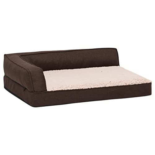 vidaXL Hundematratze Ergonomisch 60x42cm Braun Leinenoptik Fleece Hundebett von vidaXL