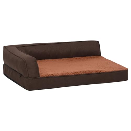 vidaXL Hundematratze Ergonomisch 60x42cm Fleece Leinenoptik Braun Hundebett von vidaXL