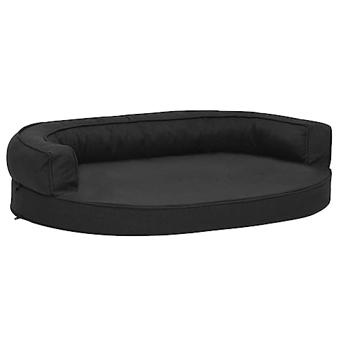 vidaXL Hundematratze Ergonomisch 75x53 cm Leinenoptik Schwarz von vidaXL