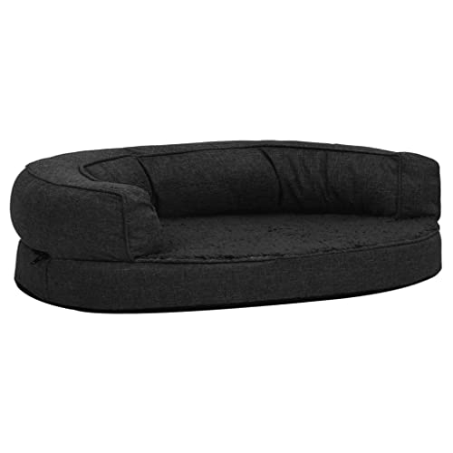 vidaXL Hundematratze Ergonomisch 75x53cm Leinenoptik Fleece Schwarz Hundebett von vidaXL