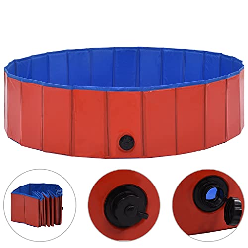 vidaXL Hundepool Faltbar Rot 120x30cm PVC Schwimmbecken Hundebad Wasserbecken von vidaXL