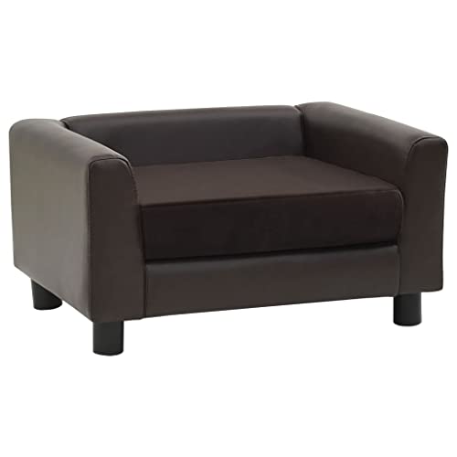 vidaXL Hundesofa Braun 60x43x30cm Plüsch Kunstleder Hundecouch Haustiersofa von vidaXL