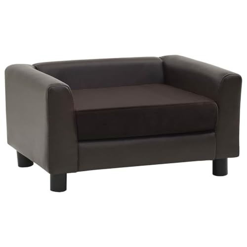 vidaXL Hundesofa Braun 60x43x30cm Plüsch Kunstleder Hundecouch Haustiersofa von vidaXL