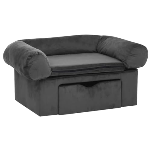 vidaXL Hundesofa Schublade Dunkelgrau 75x50x38cm Plüsch Hundebett Hundecouch von vidaXL