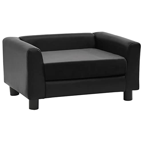 vidaXL Hundesofa Schwarz 60x43x30cm Plüsch Kunstleder Hundecouch Haustiersofa von vidaXL