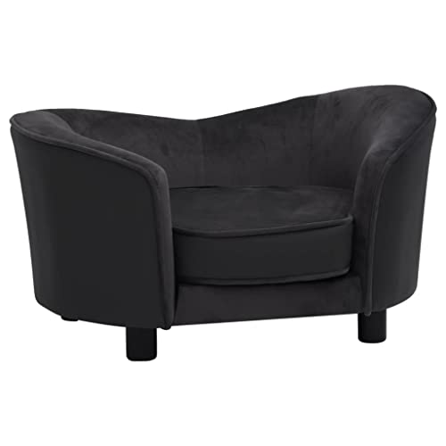 vidaXL Hundesofa Schwarz 69x49x40cm Plüsch Kunstleder Hundebett Hundecouch von vidaXL