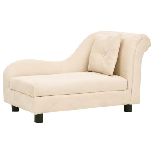 vidaXL Hundesofa mit Kissen Creme 83x44x44cm Plüsch Hundecouch Hundebett von vidaXL