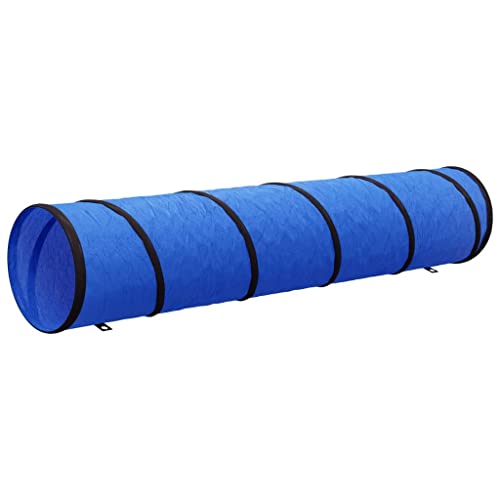 vidaXL Hundetunnel, Spieltunnel mit Heringen Tragetasche, Agility Tunnel Agility Ausrüstung für Hundetraining, Falttunnel für Hunde, Blau Polyester von vidaXL