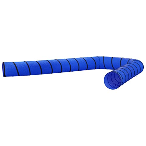 vidaXL Hundetunnel, Spieltunnel mit Heringen Tragetasche, Agility Tunnel Agility Ausrüstung für Hundetraining, Falttunnel für Hunde, Blau Polyester von vidaXL