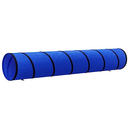 vidaXL Hundetunnel, Spieltunnel mit Heringen Tragetasche, Agility Tunnel Agility Ausrüstung für Hundetraining, Falttunnel für Hunde, Blau Polyester von vidaXL