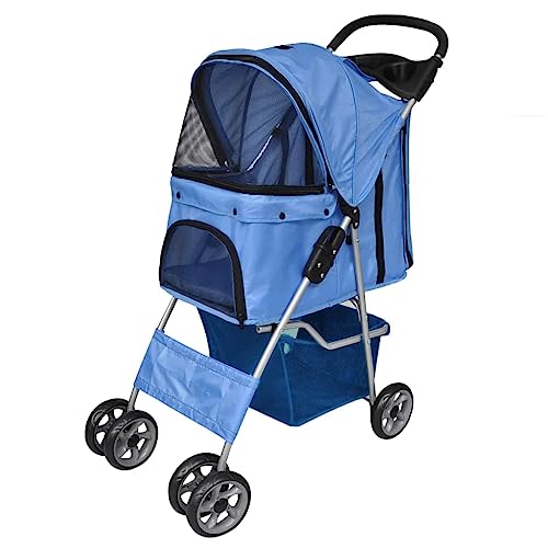 vidaXL Hundewagen Blau Hundebuggy Haustier Hunde Pet Stroller Buggy Wagen von vidaXL