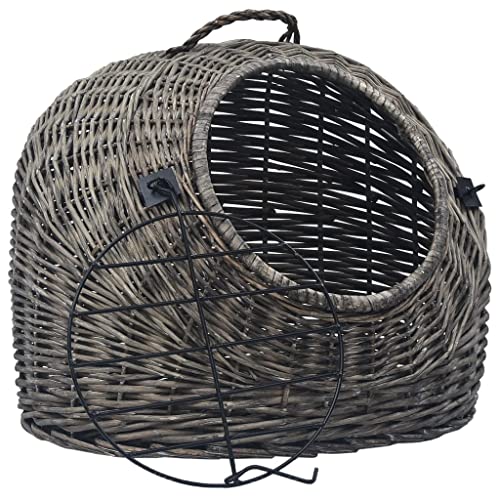 vidaXL Katzen-Transportkorb Grau 50×42×40 cm Natürliche Weide von vidaXL