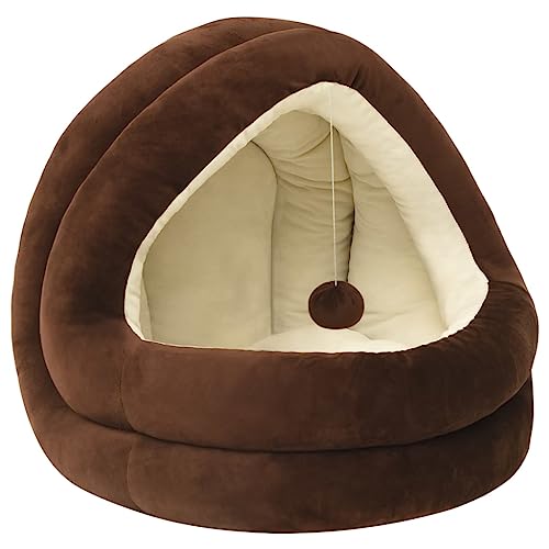 vidaXL Katzenbett 40x40x35 cm Braun Creme Hundebett Katzenhöhle Katzen Nest von vidaXL