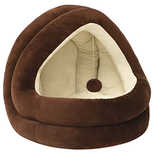 vidaXL Katzenbett 50x50x45 cm Braun Creme Hundebett Katzenhöhle Katzen Nest von vidaXL