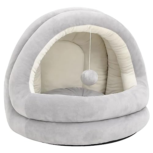 vidaXL Katzenbett 50x50x45 cm Grau Creme Hundebett Katzenhöhle Katzen Nest von vidaXL