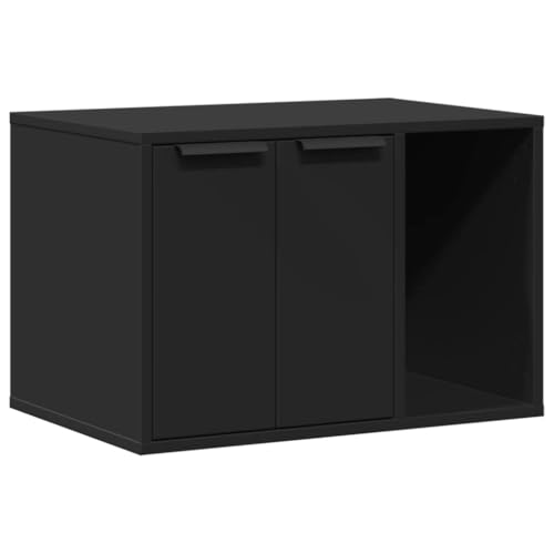 vidaXL Katzenklo Schrank, Katzenschrank Katzentoilette, Beistelltisch Katzenhaus, Katzenmöbel Verstecktes Design, Schwarz Holzwerkstoff von vidaXL