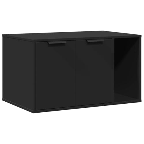 vidaXL Katzenklo Schrank, Katzenschrank Katzentoilette, Beistelltisch Katzenhaus, Katzenmöbel Verstecktes Design, Schwarz Holzwerkstoff von vidaXL