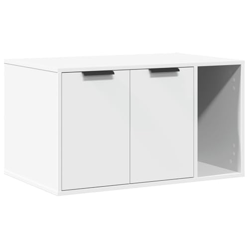 vidaXL Katzenklo Schrank, Katzenschrank Katzentoilette, Beistelltisch Katzenhaus, Katzenmöbel Verstecktes Design, Weiß Holzwerkstoff von vidaXL