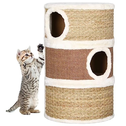 vidaXL Kratztonne Katze 60cm Seegras Kratzsäule Kratzbaum Kratzturm Katzenbaum von vidaXL