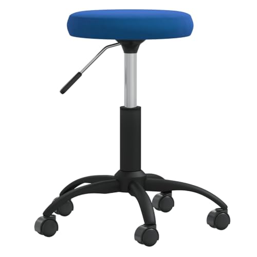 vidaXL Massagehocker mit Rollen Drehbar Höhenverstellbar Rollhocker Arbeitshocker Salon Beauty Hocker Drehhocker Praxishocker Samt Blau von vidaXL