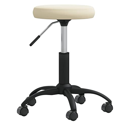 vidaXL Massagehocker mit Rollen Drehbar Höhenverstellbar Rollhocker Arbeitshocker Salon Beauty Hocker Drehhocker Praxishocker Samt Creme von vidaXL