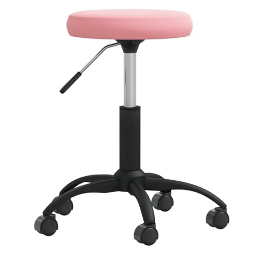 vidaXL Massagehocker mit Rollen Drehbar Höhenverstellbar Rollhocker Arbeitshocker Salon Beauty Hocker Drehhocker Praxishocker Samt Rosa von vidaXL