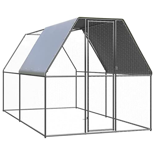 vidaXL Outdoor Hühnerkäfig 2x4x2m Verzinkter Stahl Hühnerstall Freilaufgehege von vidaXL