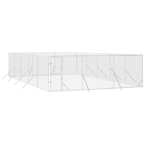 vidaXL Outdoor Hundezwinger, Hundehütte mit abschließbarer Tür, Hundekäfig für den Außenbereich, Hühnerstall Hundezaun Hundeauslauf, Silbern Verzinkter Stahl vidaXL Outdoor Hundezwinger, Hundehütte mit abschließbarer Tür, Hundekäfig für den Außenbereich, Hühnerstall Hundezaun Hundeauslauf, Silbern Verzinkter Stahl von vidaXL