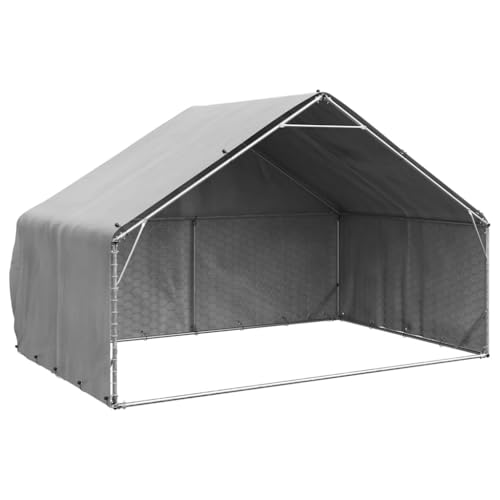 vidaXL Outdoor-Hundezwinger mit Abdeckung 3x2x1,9 m Verzinkter Stahl, Outdoor-Haustierkäfig, großer Hundekäfig, Hundezwinger, Outdoor-Hundehütte von vidaXL