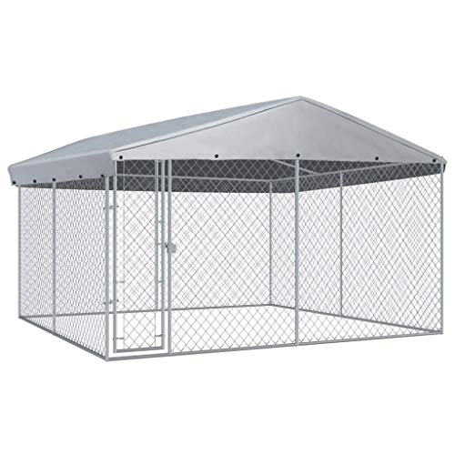 vidaXL Outdoor Hundezwinger mit Überdachung 382x382x225 cm Hundehütte Hundekäfig von vidaXL