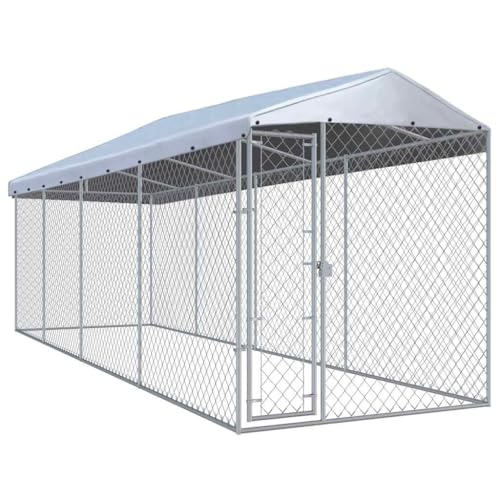 vidaXL Outdoor Hundezwinger mit Überdachung 760x190x225 cm Hundehütte Hundekäfig von vidaXL