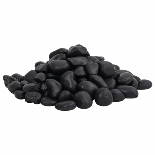 vidaXL Polierte Kiesel, Kieselsteine mit guter Drainage, Flusskiesel Zierkies für Aquarium Garten Dekoration, Dekosteine Gartenkies Glanzkies, Schwarz 10 kg 2-5cm von vidaXL