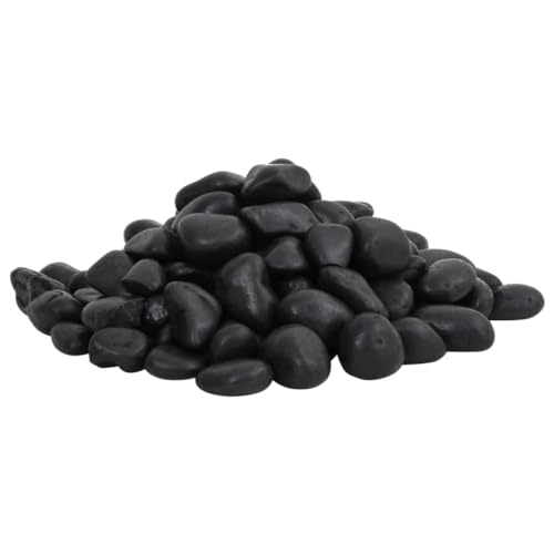 vidaXL Polierte Kiesel, Kieselsteine mit guter Drainage, Flusskiesel Zierkies für Aquarium Garten Dekoration, Dekosteine Gartenkies Glanzkies, Schwarz 25 kg 2-5cm von vidaXL