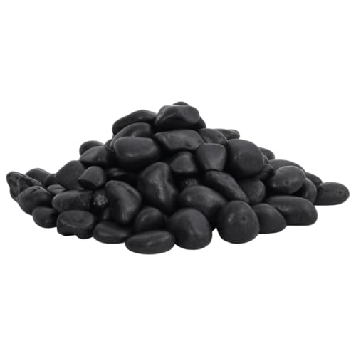 vidaXL Polierte Kiesel, Kieselsteine mit guter Drainage, Flusskiesel Zierkies für Aquarium Garten Dekoration, Dekosteine Gartenkies Glanzkies, Schwarz 25 kg 2-5cm von vidaXL