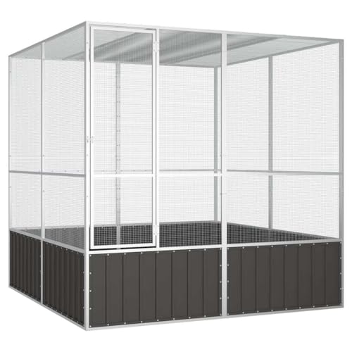 vidaXL Vogelkäfig Vogelhaus Anthrazit 213,5x217,5x211,5cm Verzinkter Stahl von vidaXL