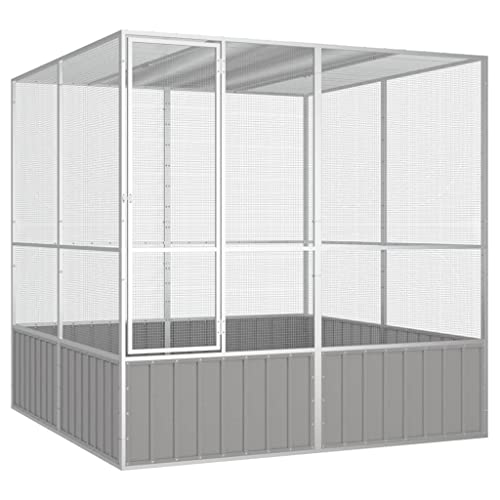 vidaXL Vogelkäfig Vogelhaus Voliere Grau 213,5x217,5x211,5cm Verzinkter Stahl von vidaXL