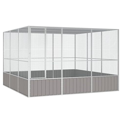 vidaXL Vogelkäfig Vogelhaus Voliere Grau 302,5x324,5x211,5cm Verzinkter Stahl von vidaXL