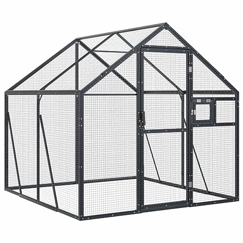 vidaXL Voliere, Vogelvoliere mit Wire Mesh Grids, Vogelkäfig für Außenbereich, Vogelhaus Papageienkäfig Papageienvoliere, Anthrazit Aluminium von vidaXL