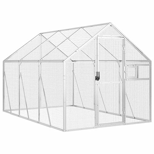 vidaXL Voliere, Vogelvoliere mit Wire Mesh Grids, Vogelkäfig für Außenbereich, Vogelhaus Papageienkäfig Papageienvoliere, Silbern Aluminium von vidaXL