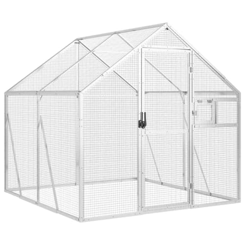 vidaXL Voliere, Vogelvoliere mit Wire Mesh Grids, Vogelkäfig für Außenbereich, Vogelhaus Papageienkäfig Papageienvoliere, Silbern Aluminium von vidaXL