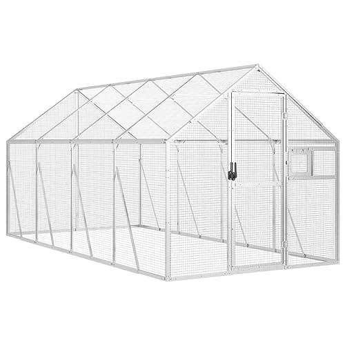 vidaXL Voliere, Vogelvoliere mit Wire Mesh Grids, Vogelkäfig für Außenbereich, Vogelhaus Papageienkäfig Papageienvoliere, Silbern Aluminium von vidaXL